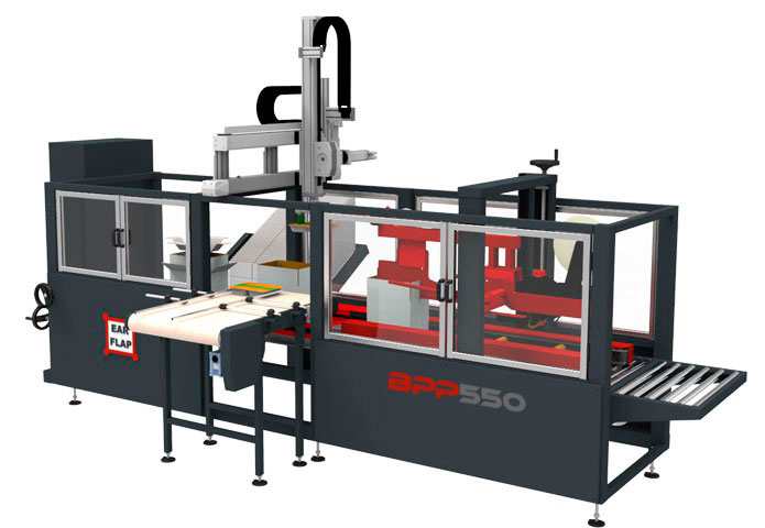 Automatischer Kartonaufrichter mit automatischer Befüllung und Verschliessung